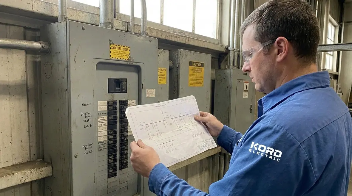 Labeled electrical switchgear and distribution equipment mapped for asset management