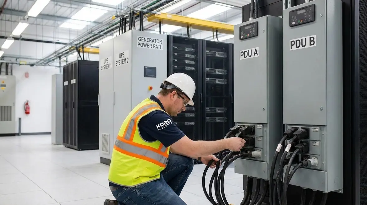 Data center switchgear lineup and busway distribution architecture