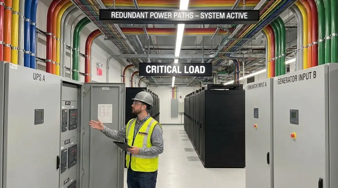 Redundant power paths serving a mining data hall