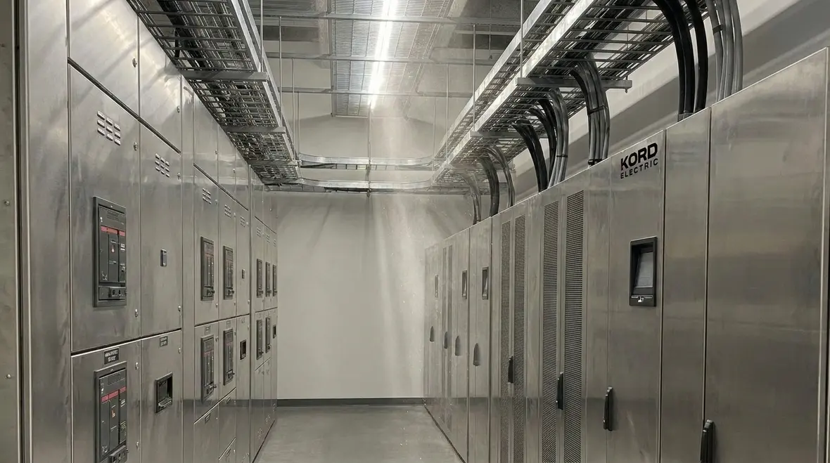 Engineers reviewing data center electrical single line diagram
