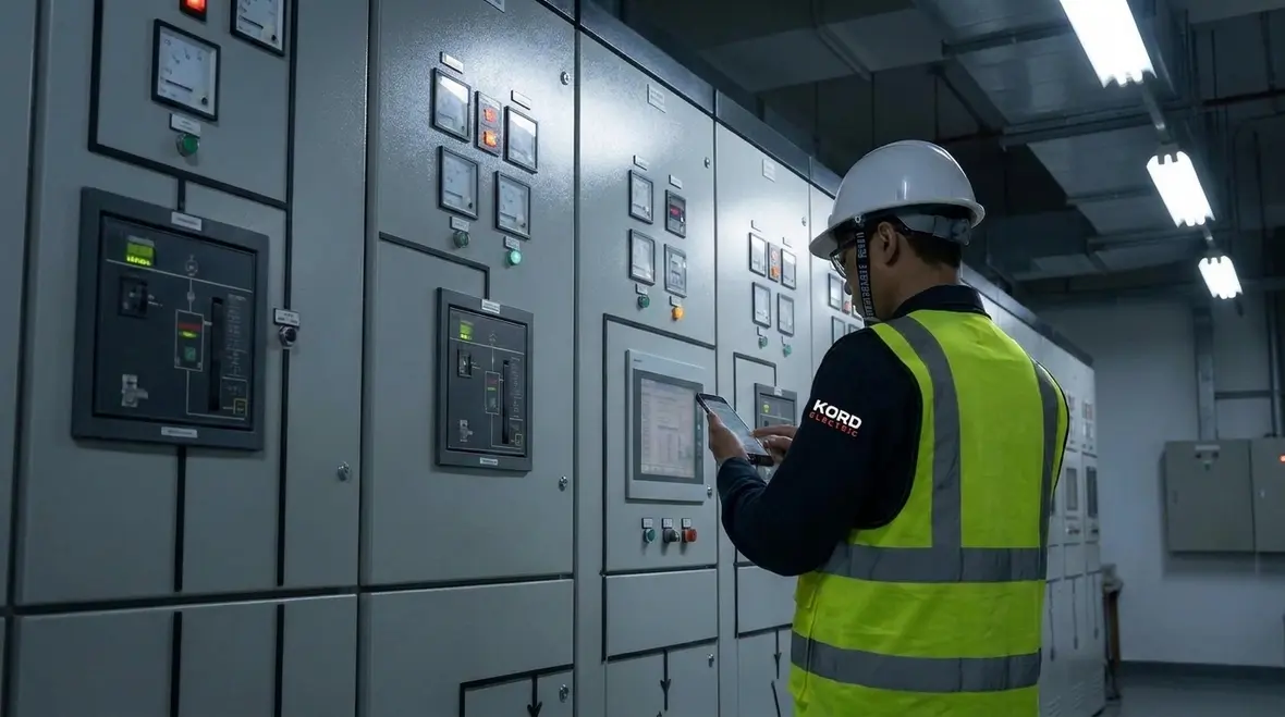 Data center power reliability engineer reviewing electrical one-line diagrams