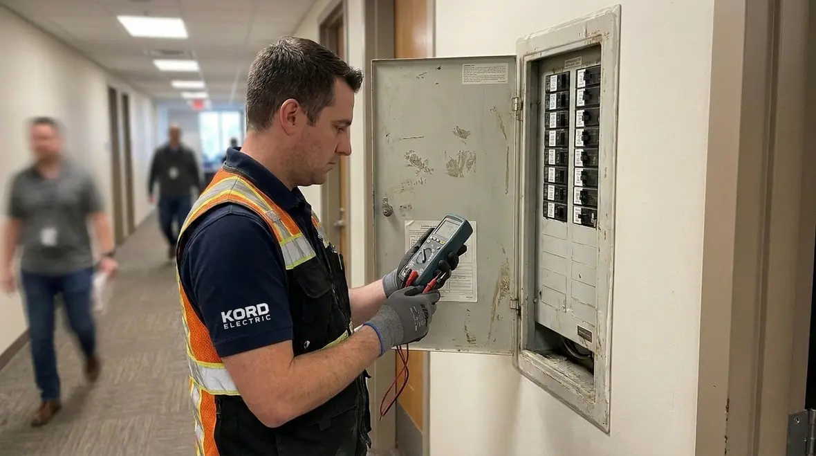 Retail lighting system components being inspected and cleaned