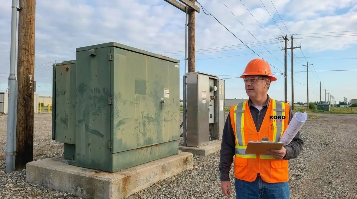 Utility service entry and transformer lineup for datacenter mining site