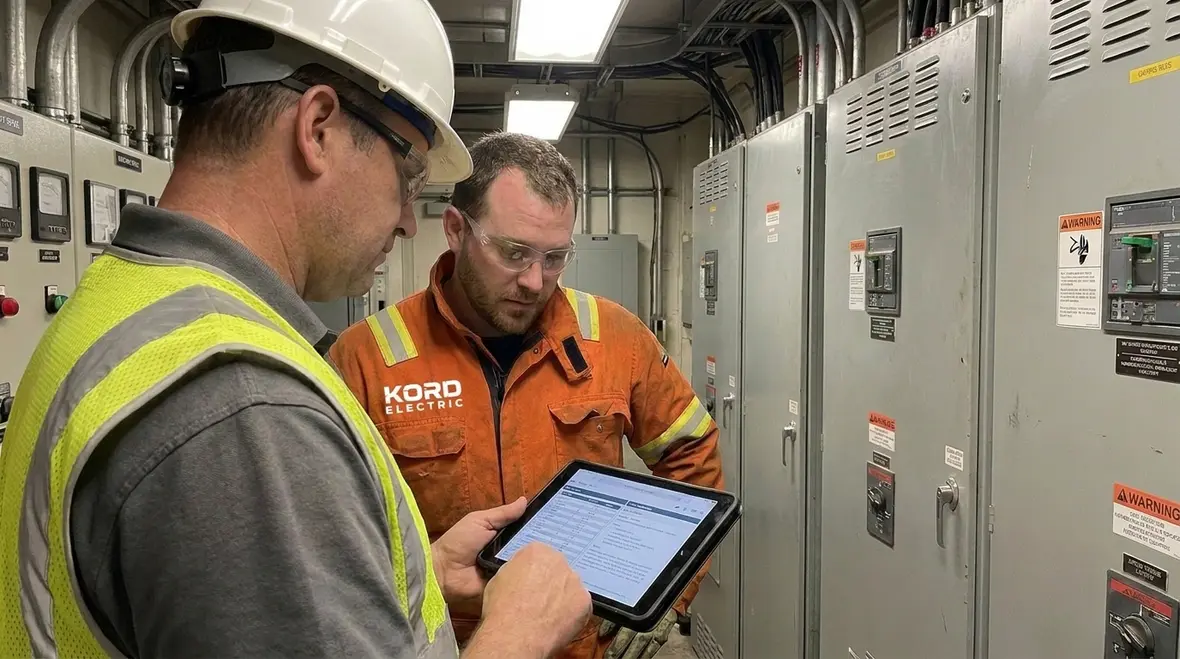 Commercial electrical panels and feeders under load testing
