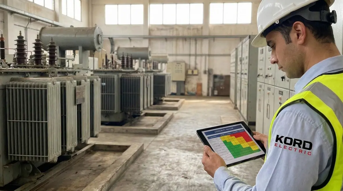 Industrial electrical equipment labeled and documented for asset management