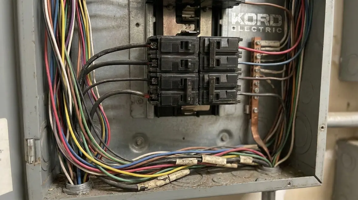 Integrated power, controls, and building systems layout in a commercial electrical room
