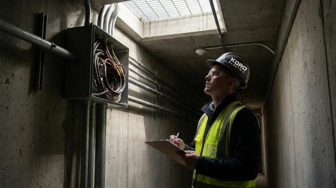 Commercial electrical compliance inspection in a major property building