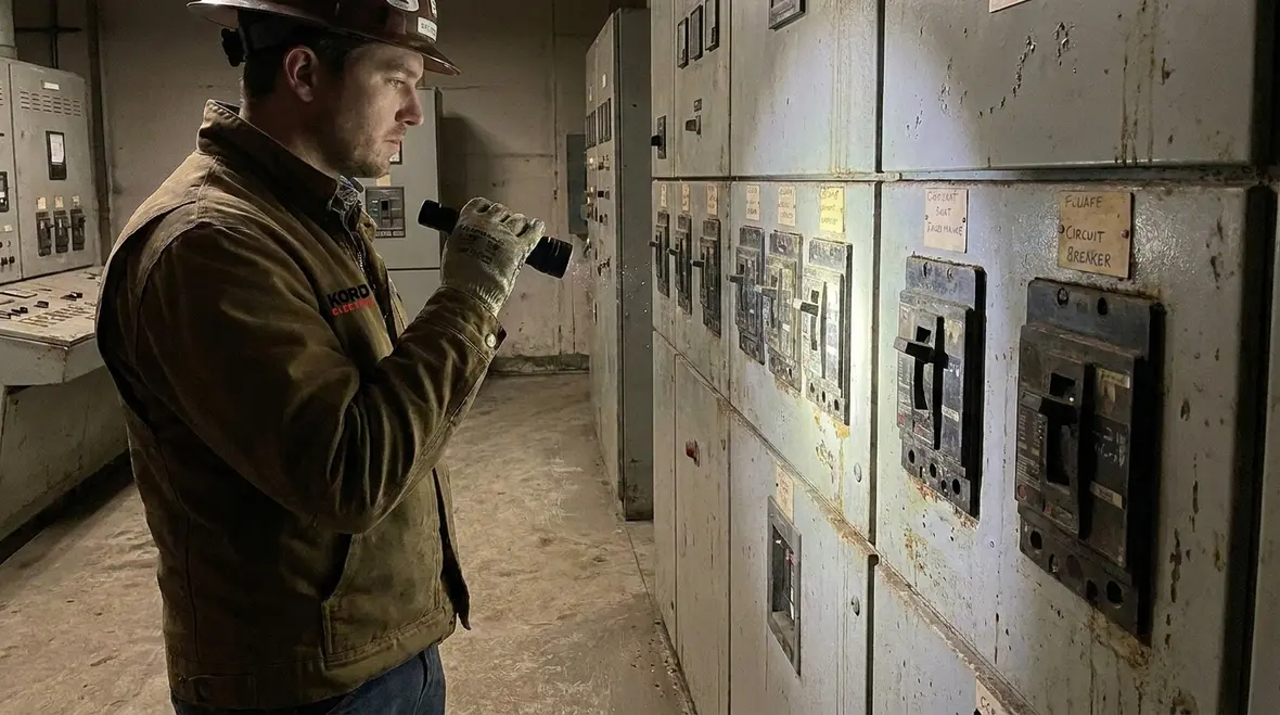 Technicians reviewing electrical assets drifting out of good condition