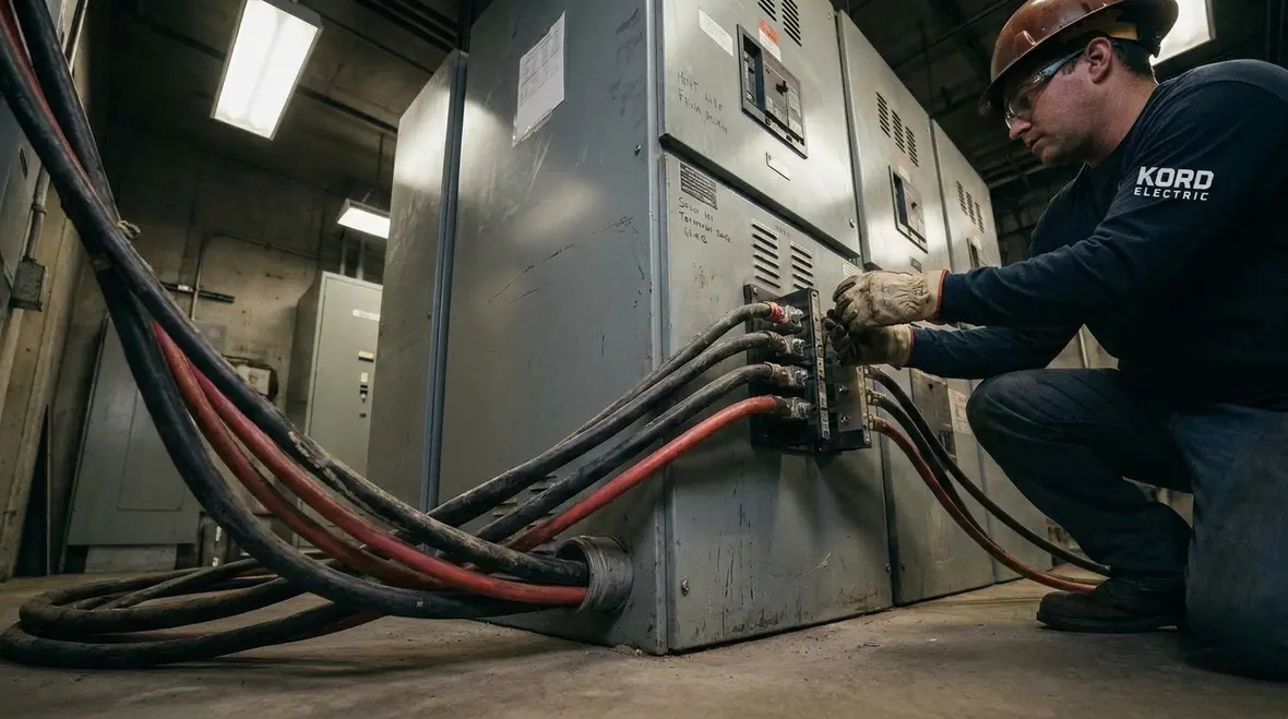 Staged electrical load testing with incremental steps on utility-fed equipment