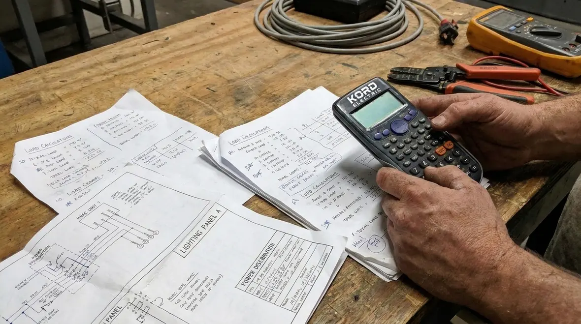 Engineer performing load assessment for a commercial electrical system