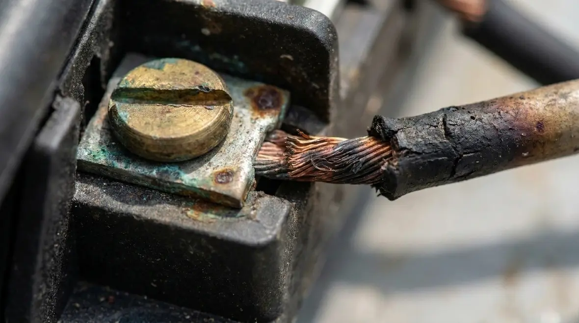 Technician performing electrical system reliability services for commercial facilities