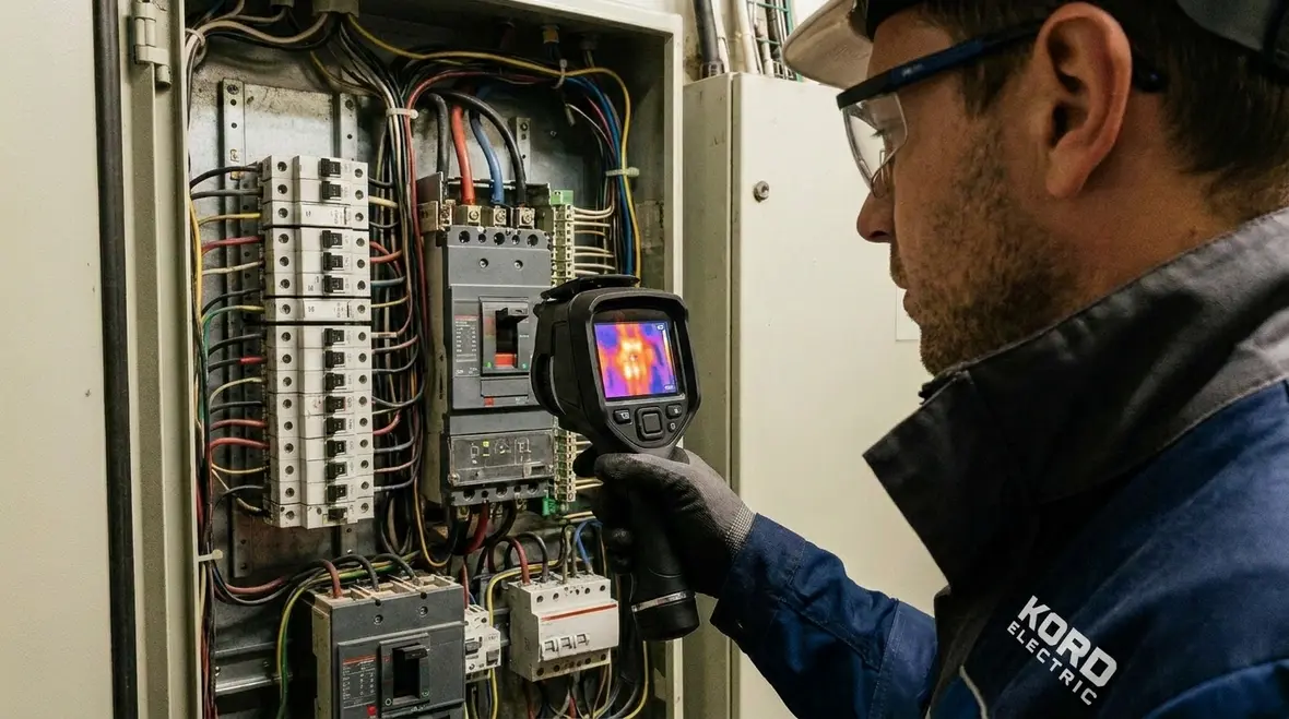 IR thermography scan of electrical panel in a commercial facility