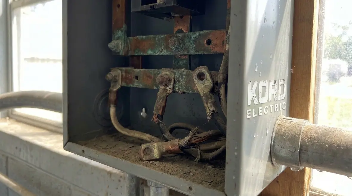 Industrial electrical panel showing early warning signs of breakdown