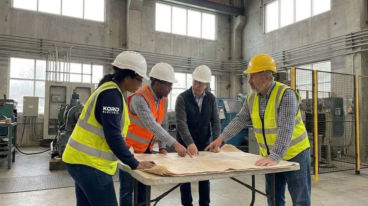 Industrial electrical design-build team coordinating construction timeline