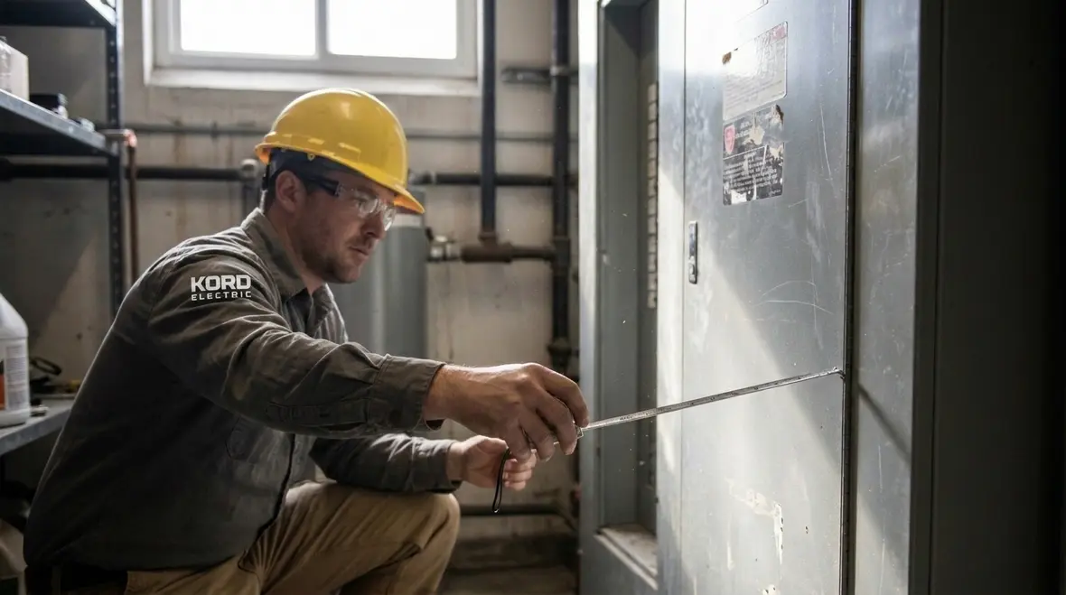 Commercial industrial electrical meter installation in progress