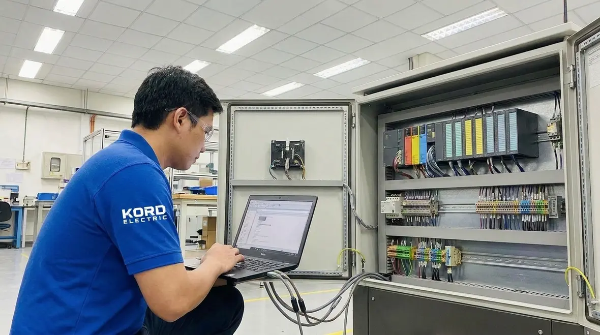 Technicians reviewing commercial building demand profiles and load measurements