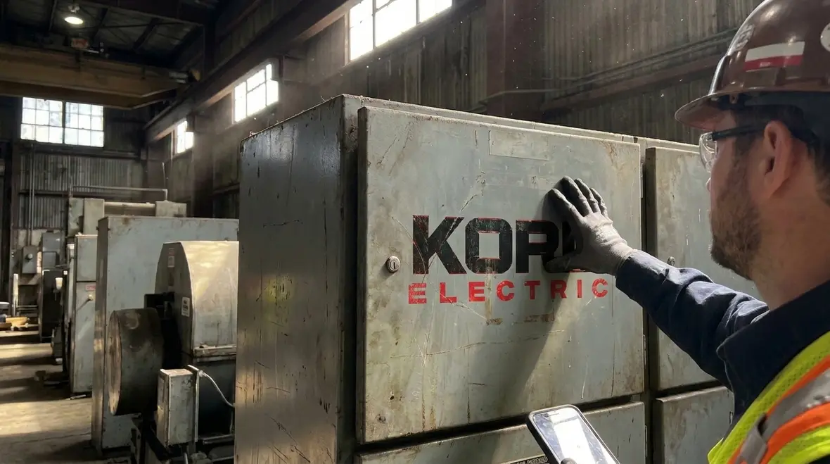 Technicians reviewing nominal system voltages on commercial electrical one-line diagrams