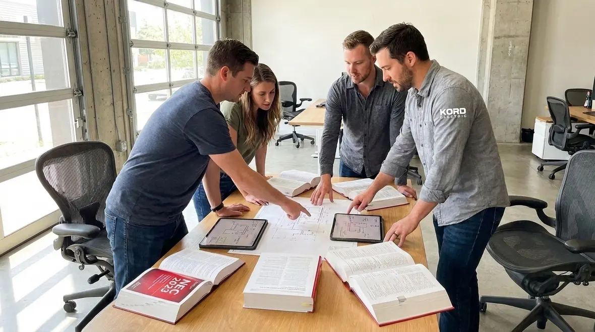 Engineer reviewing NFPA 70 Section 90.9 NEC units of measurement on a commercial project