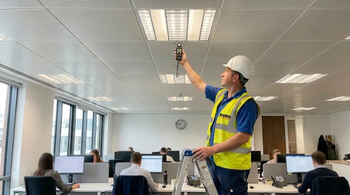 Office lighting retrofit project in a modern commercial workspace