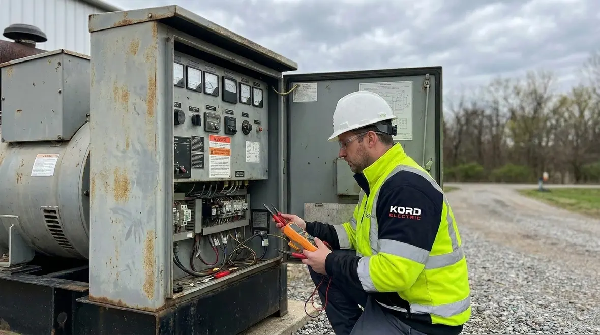 Technicians reviewing power reliability services for data centers