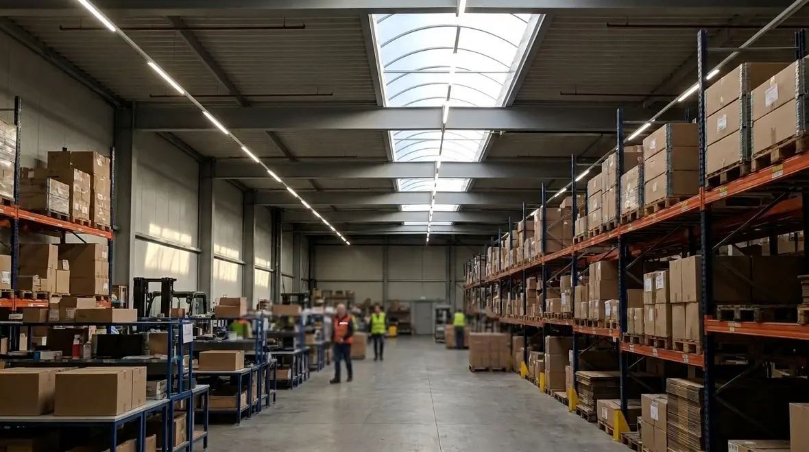 Technicians configuring integrated smart commercial lighting controls