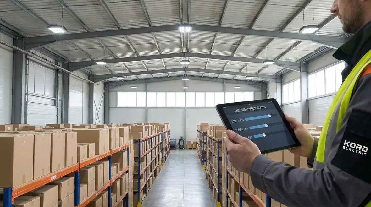 Warehouse smart lighting controls and scheduling dashboard