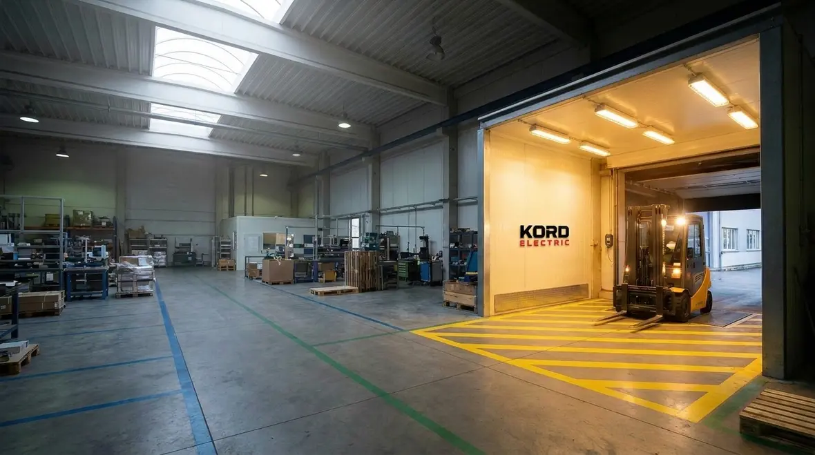 Smart warehouse lighting with automation and sensors in pallet racking aisles