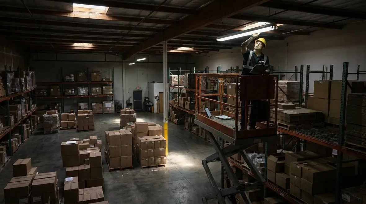 Technician troubleshooting commercial electrical issues in a panel