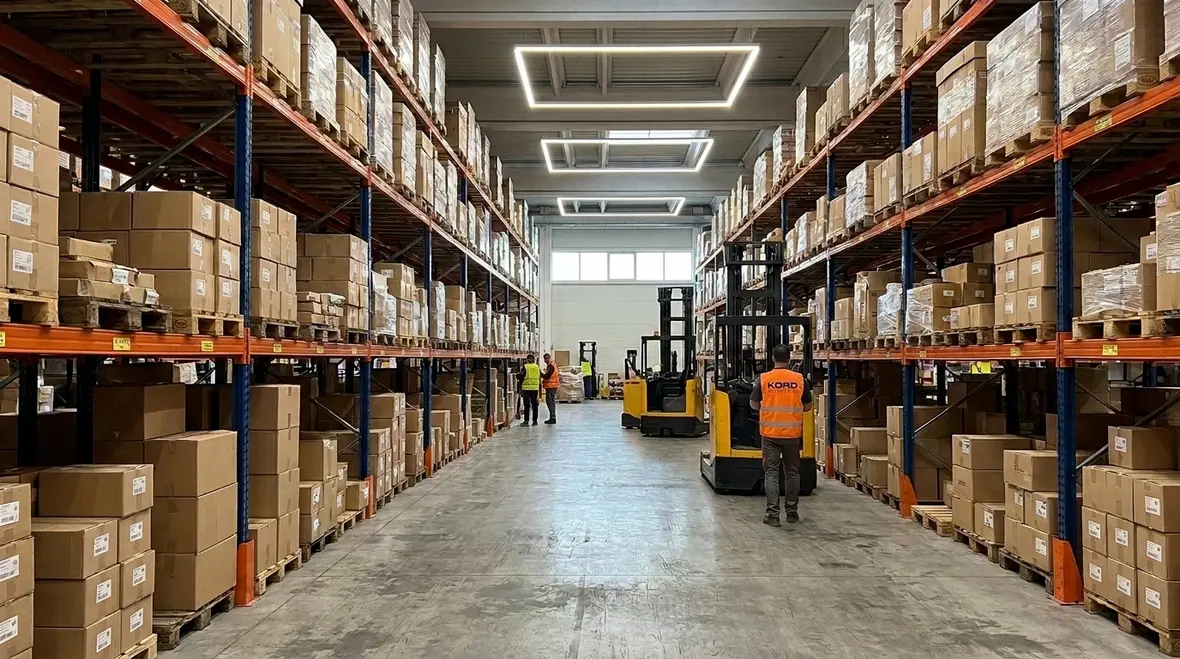 Warehouse electrical panels and LED lighting working together efficiently