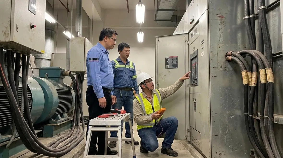 Kord Electric technicians coordinating NEC-compliant commercial work