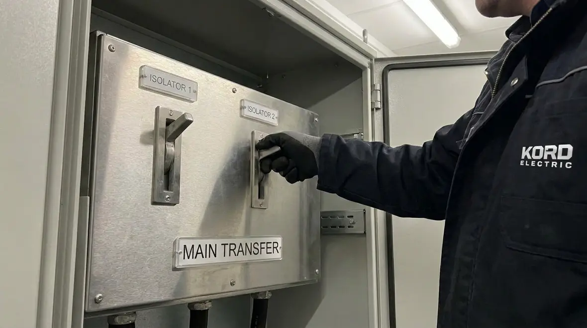 Maintenance team preventing electrical downtime in a critical commercial facility