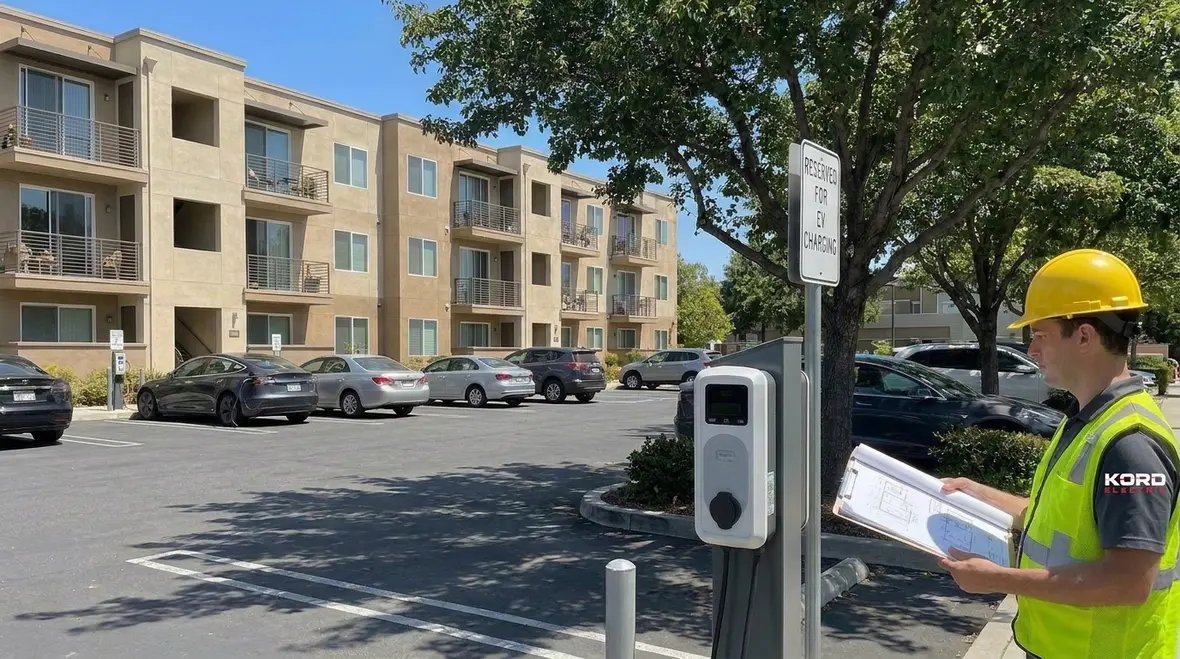 Site survey and load plan for apartment EV charging in California