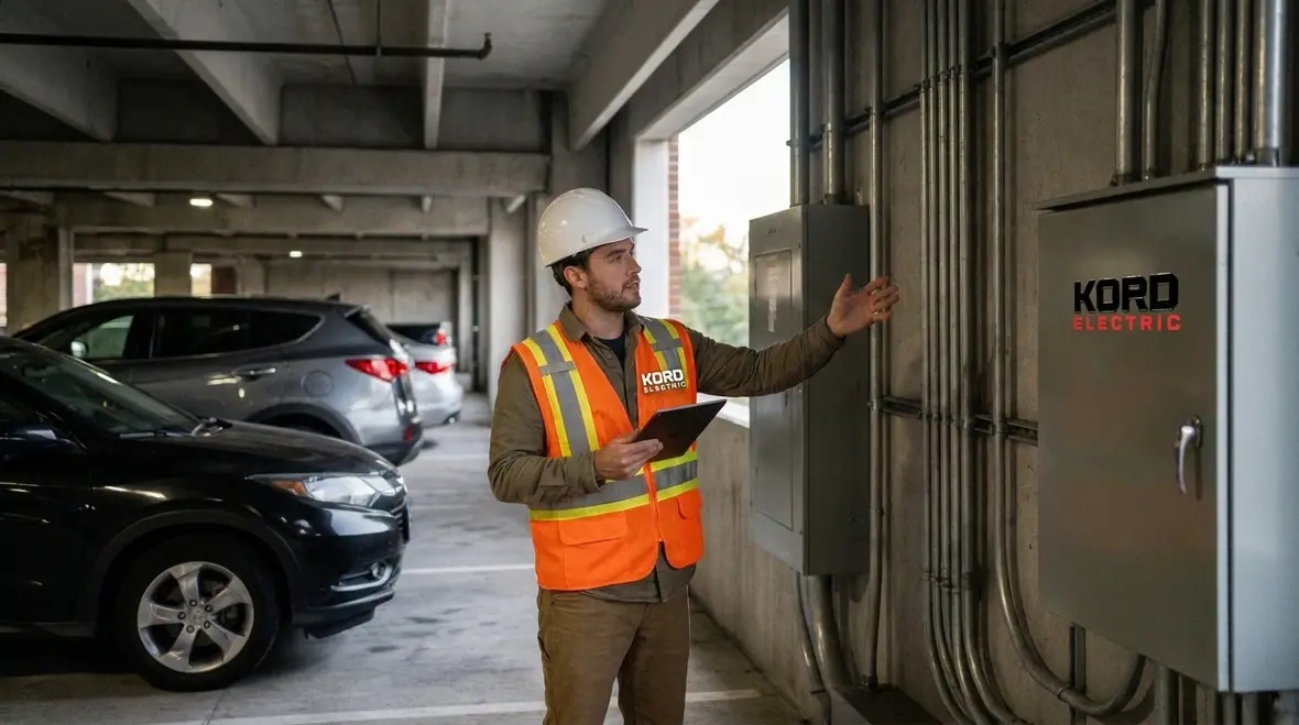 Apartment EV charging infrastructure requirements in California parking garage