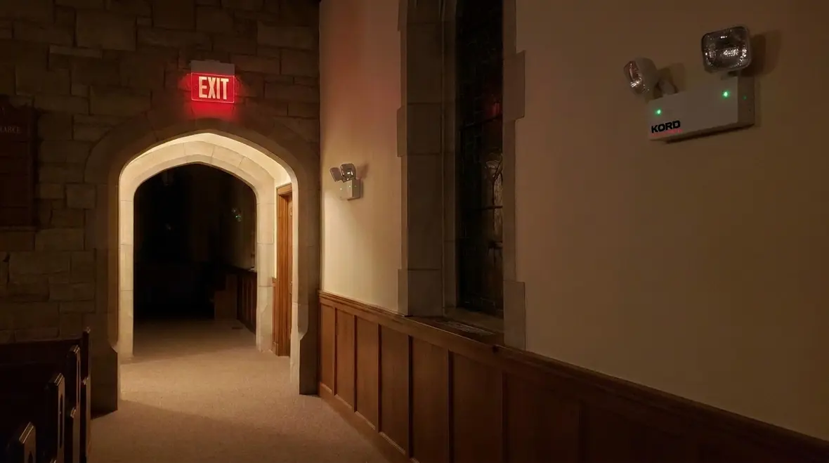 California church sanctuary lighting and audio powered by dedicated electrical circuits