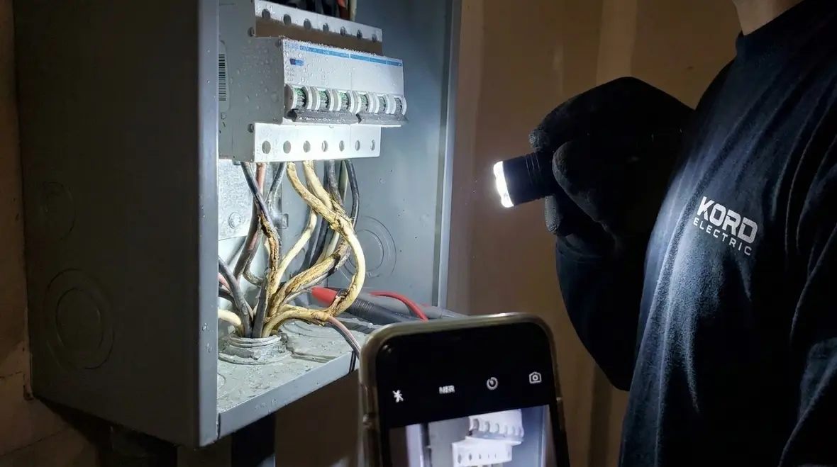 Water intrusion risk near commercial electrical equipment