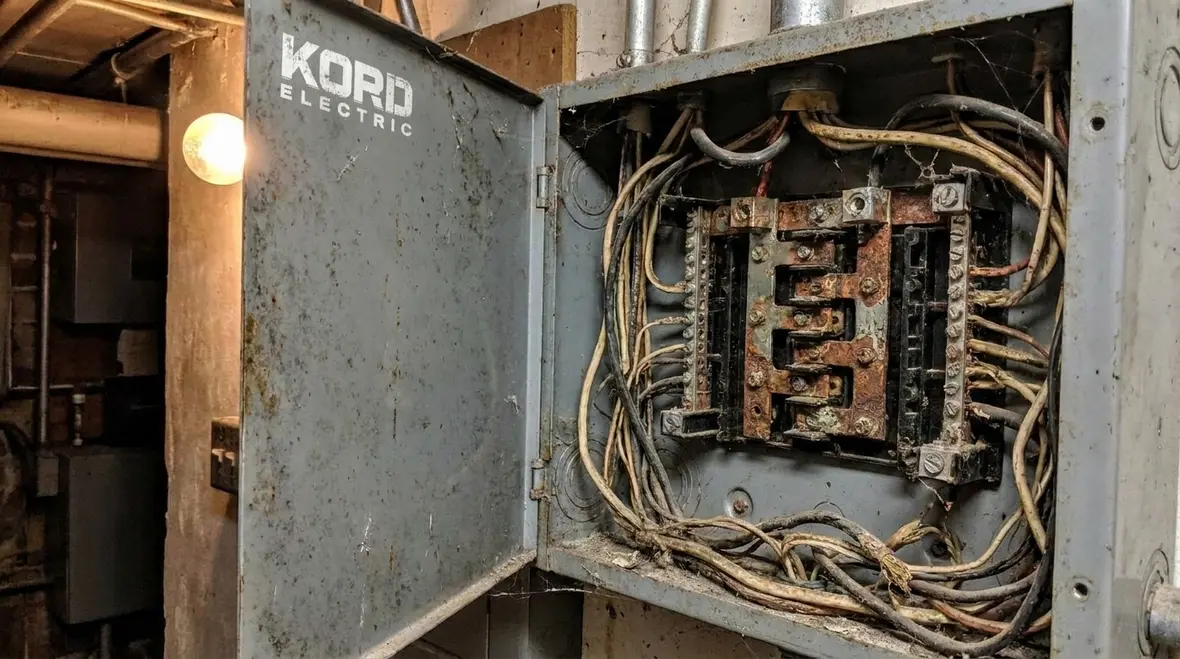 Commercial electrical room with upgraded breaker panel and organized distribution