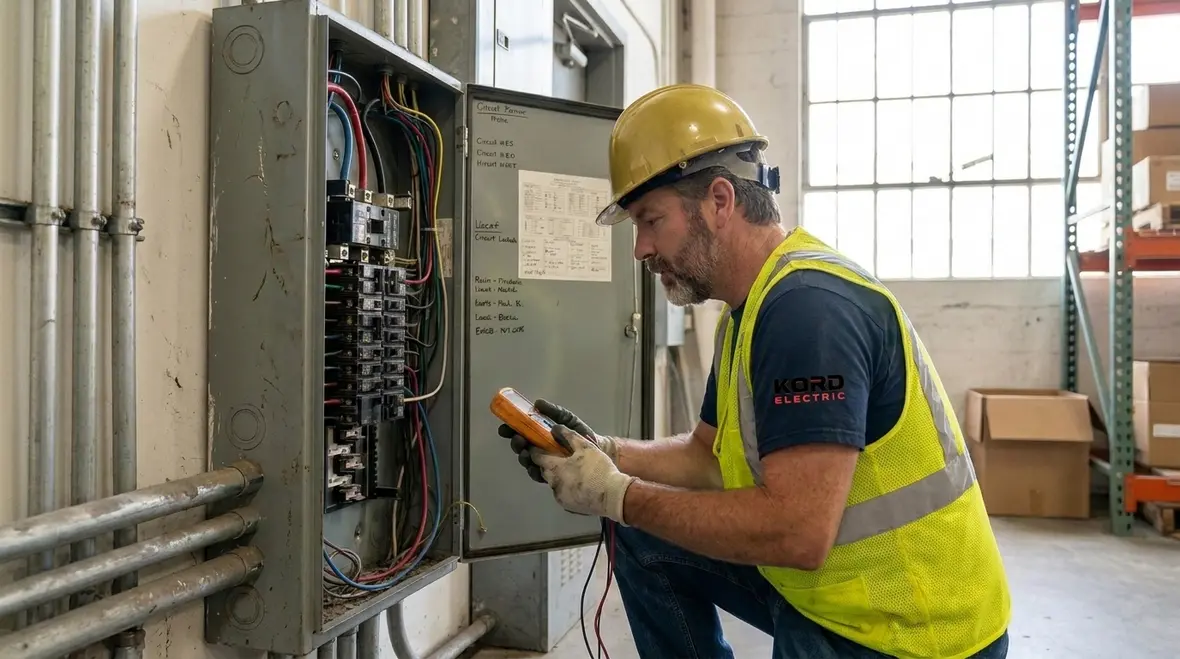 Commercial electrical panel upgrade work in a Los Angeles facility
