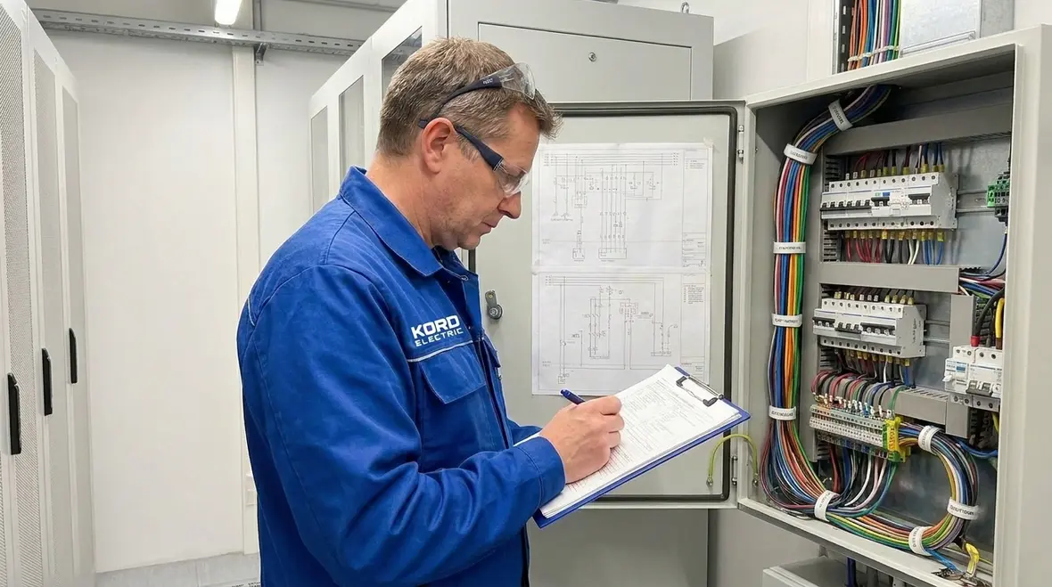Kord Electric team planning a commercial electrical panel upgrade in California