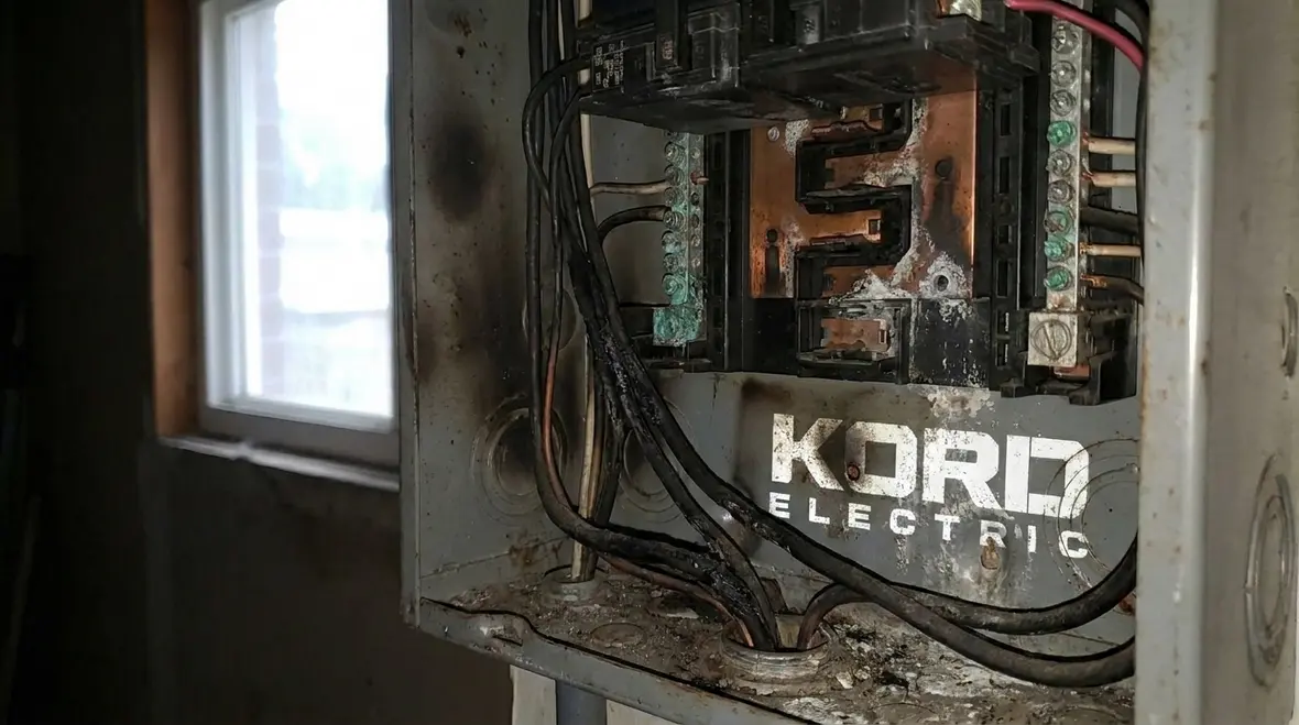 Commercial electrical panel in Los Angeles showing warning signs before an upgrade