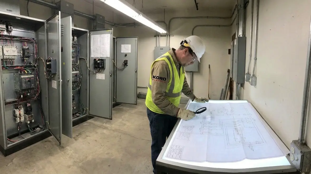 Los Angeles inspector reviewing commercial electrical installation