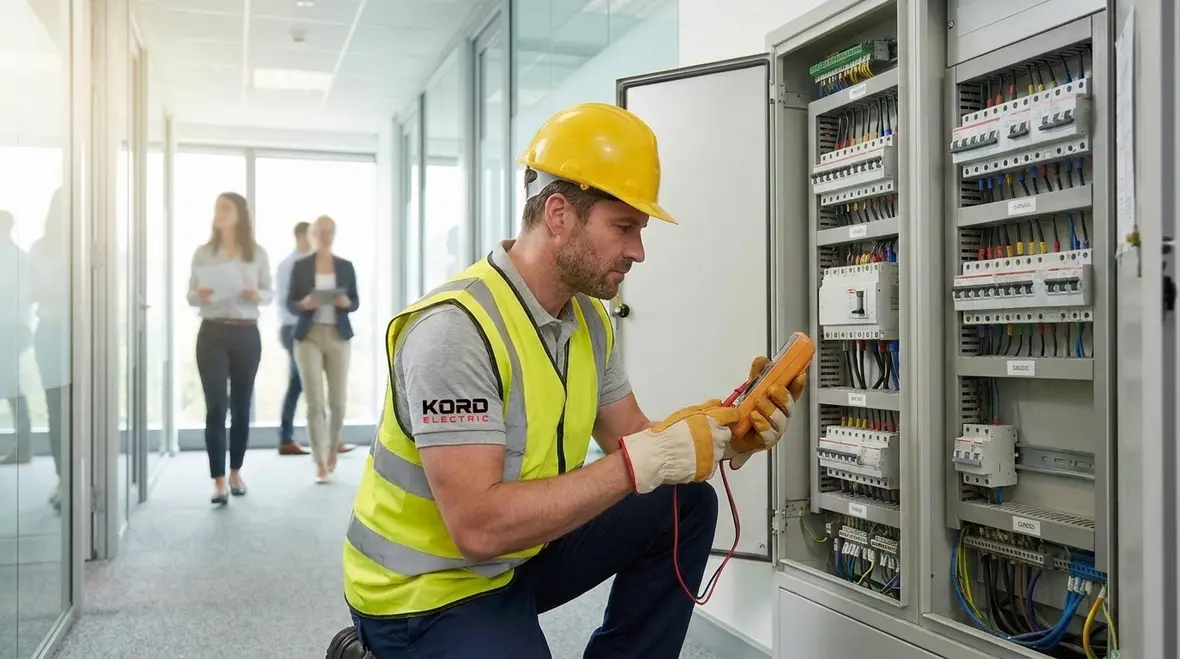 Technician providing commercial electrical services in Los Angeles County