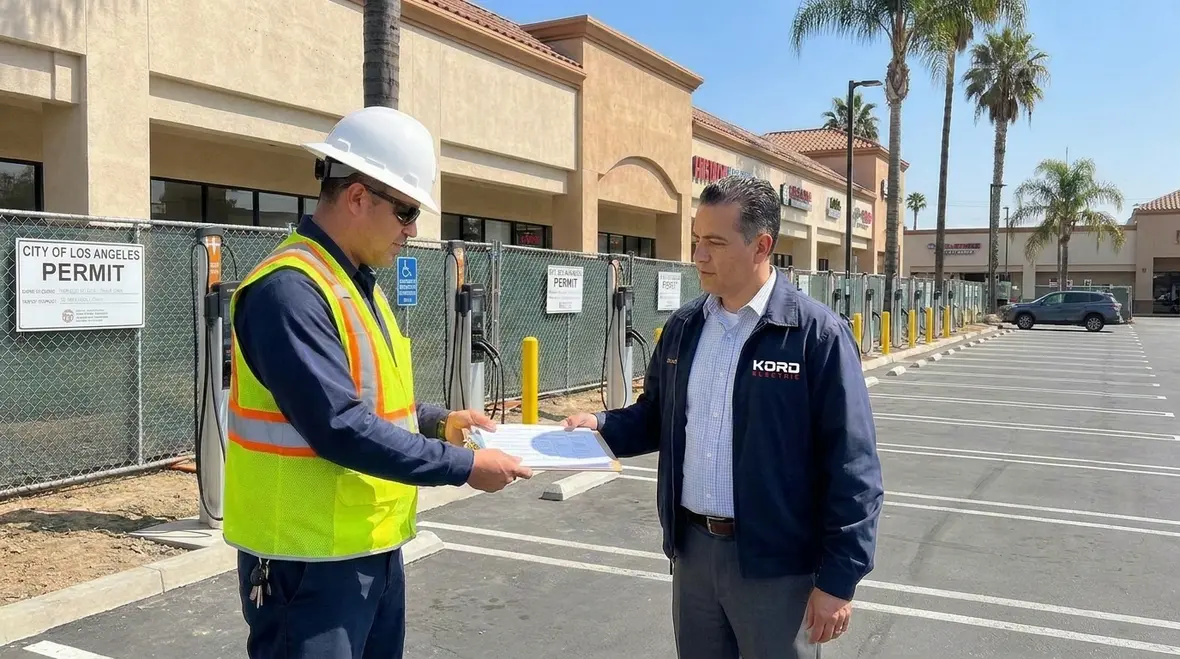 Los Angeles commercial building undergoing EV charger site review and load assessment
