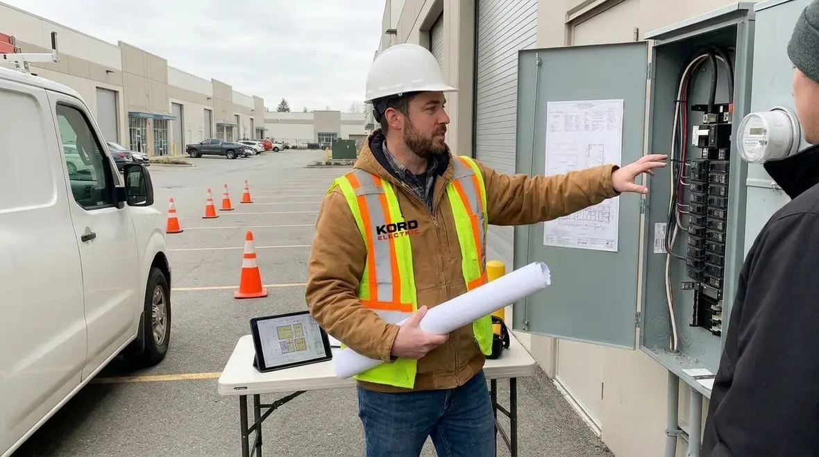 Commercial EV charger installation requirements being reviewed on site in Los Angeles