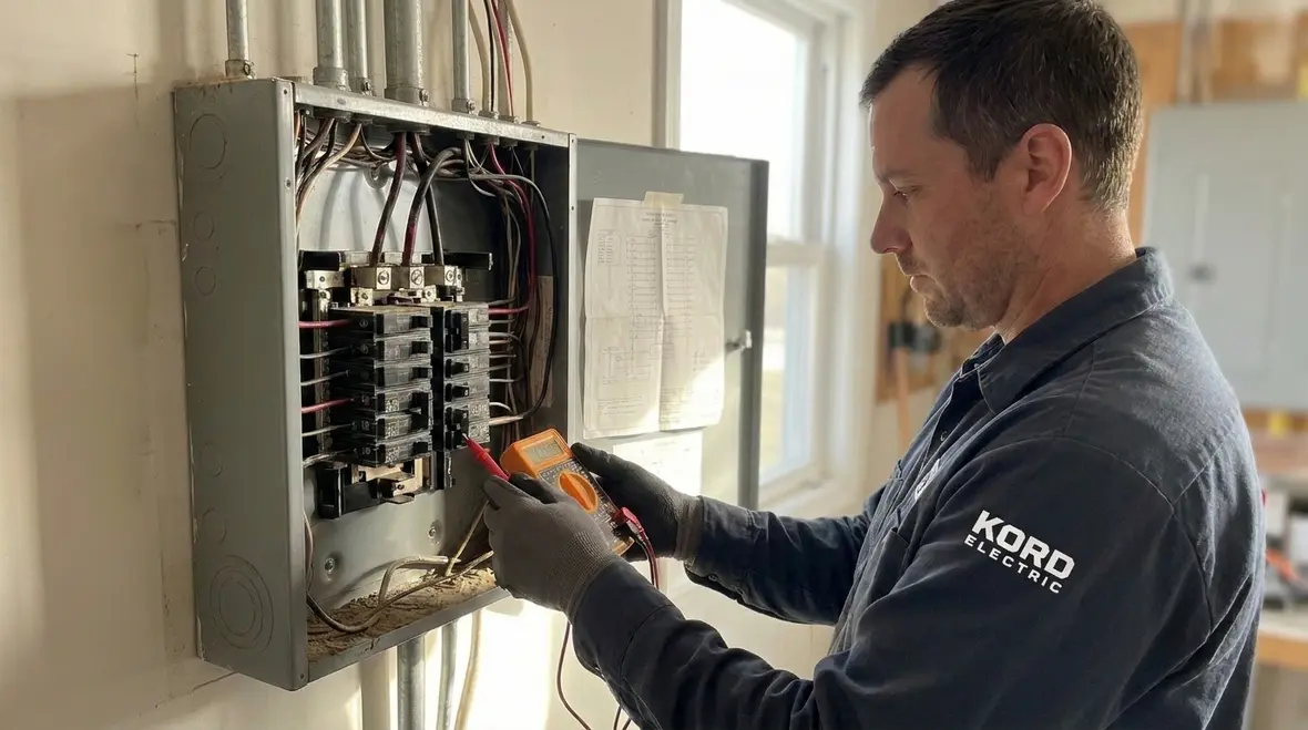 Electricians reviewing commercial EV charging electrical scope in California