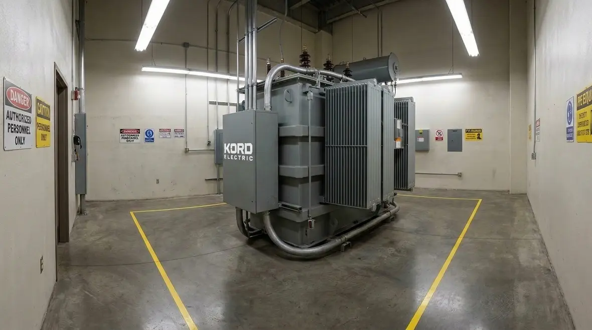 Transformer room layout and clearances in a major property building