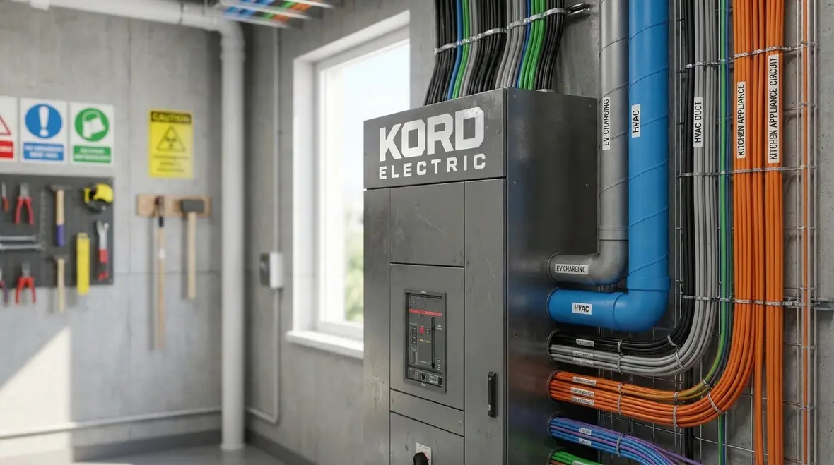 Technician reviewing electrical load growth in a commercial facility