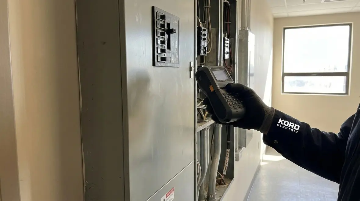 Electrician reviewing a California commercial electrical compliance checklist
