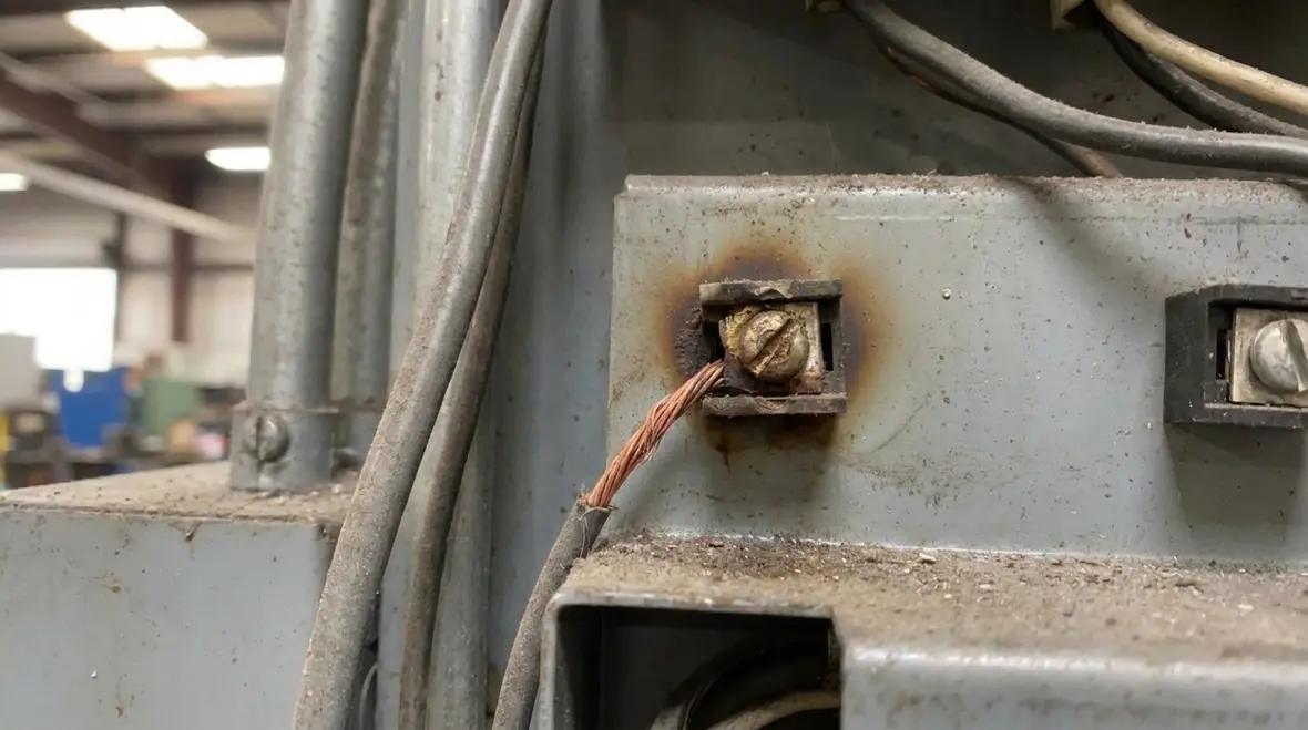 Commercial electrical panel with loose connections risk