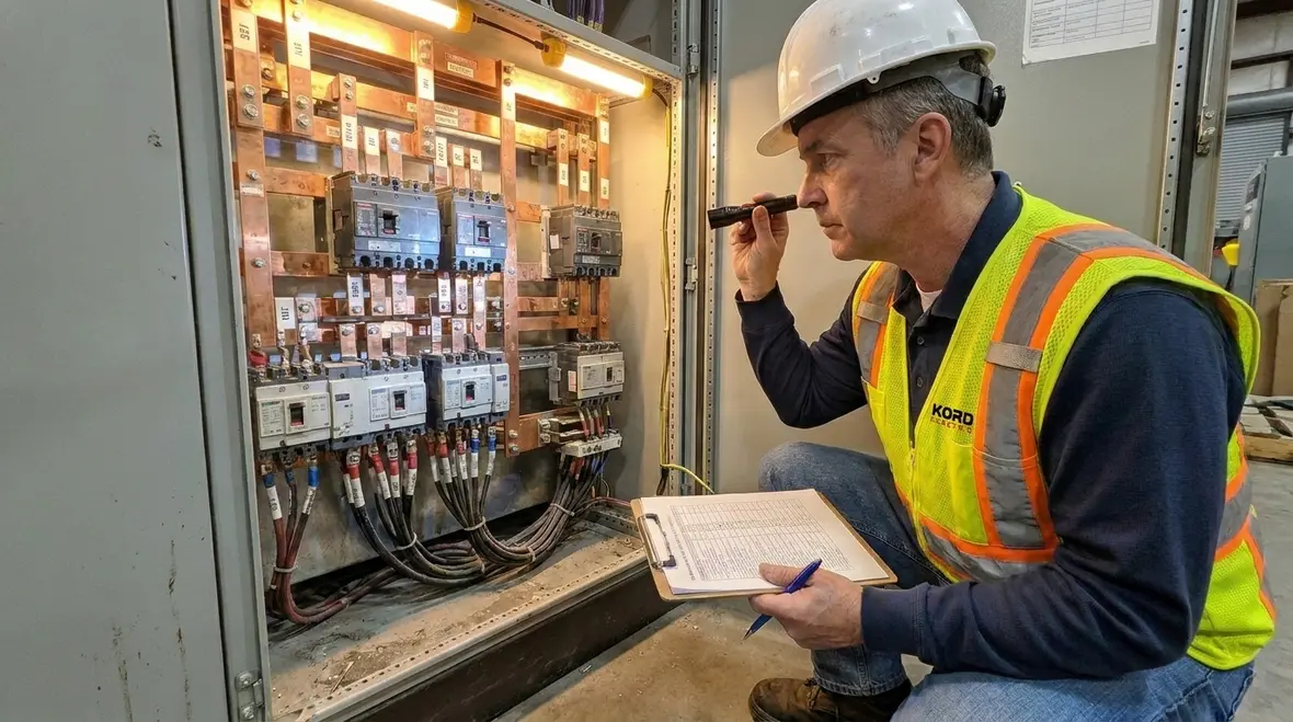 Electrical panel inspection checklist in a commercial facility