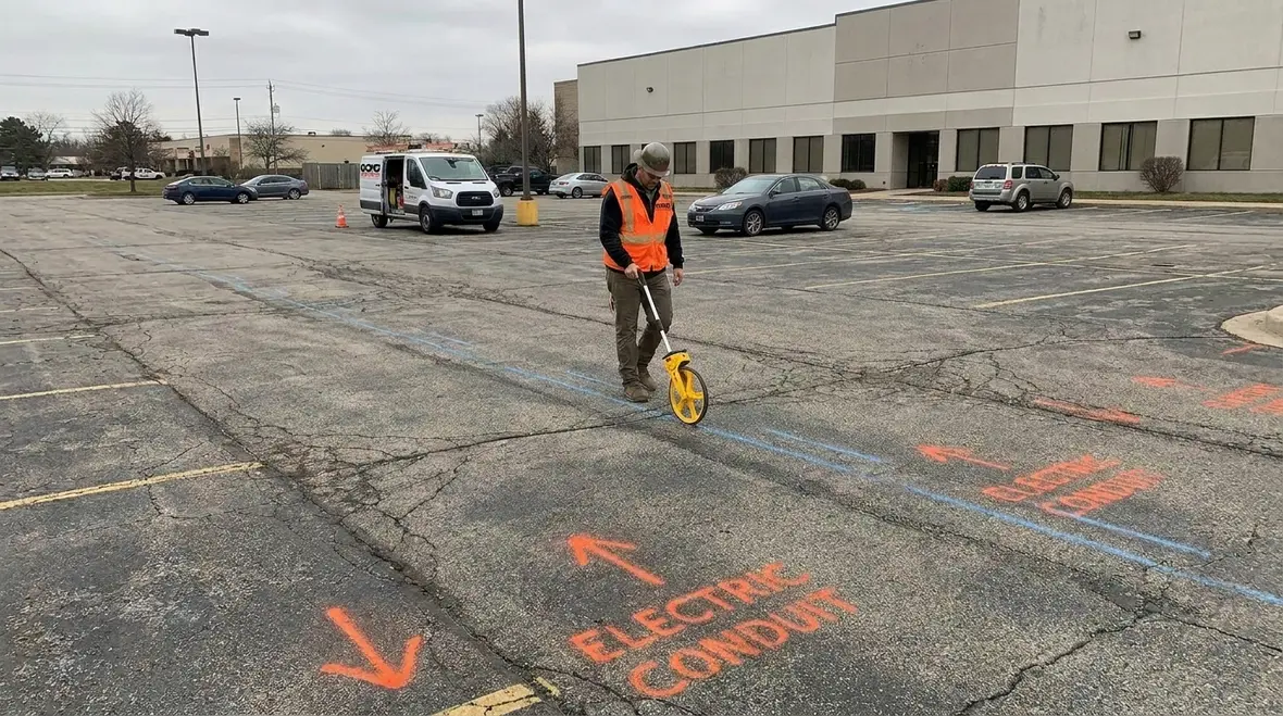 Technicians reviewing commercial electrical capacity for EV charging